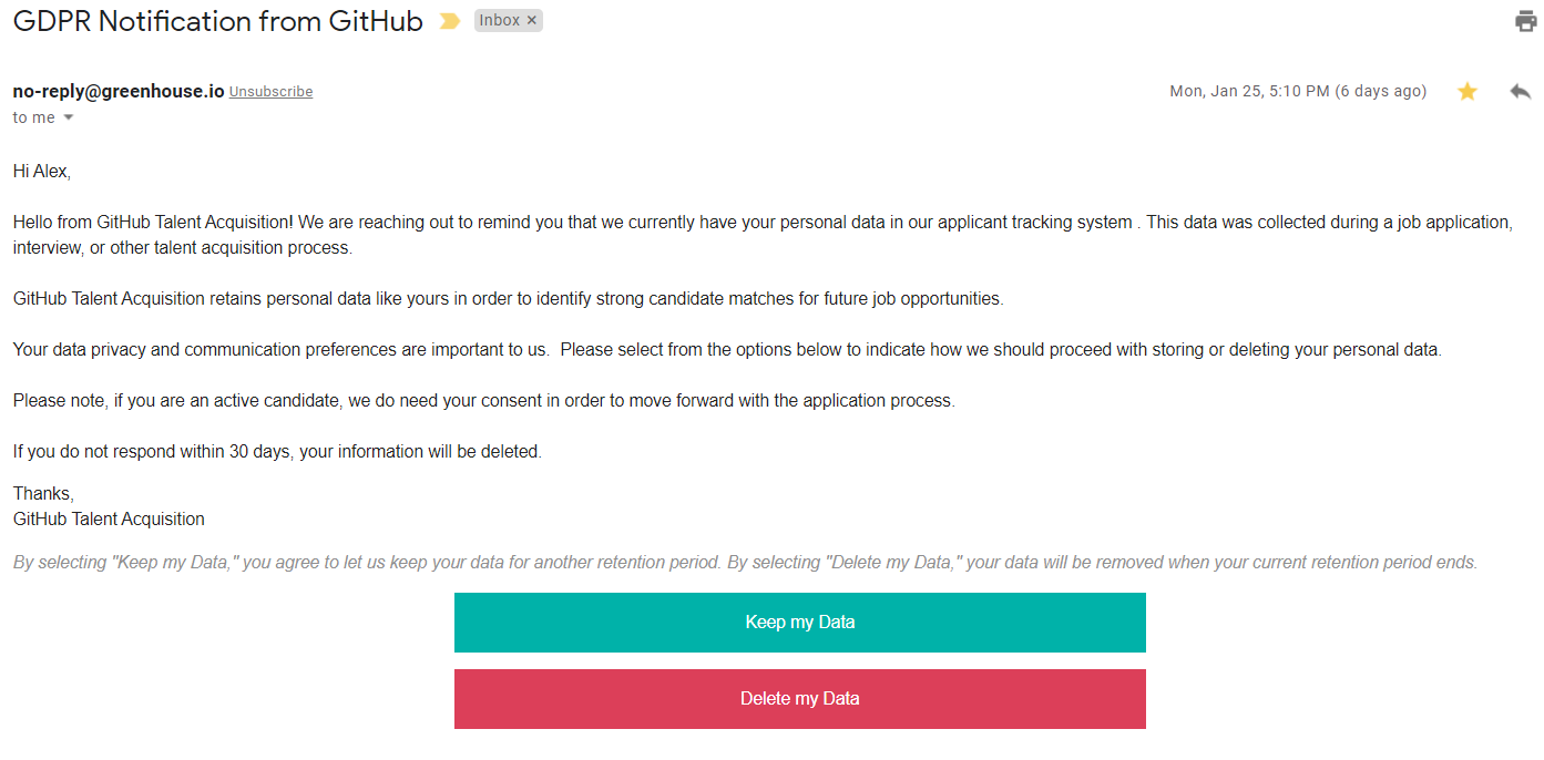 Data Minimization Email